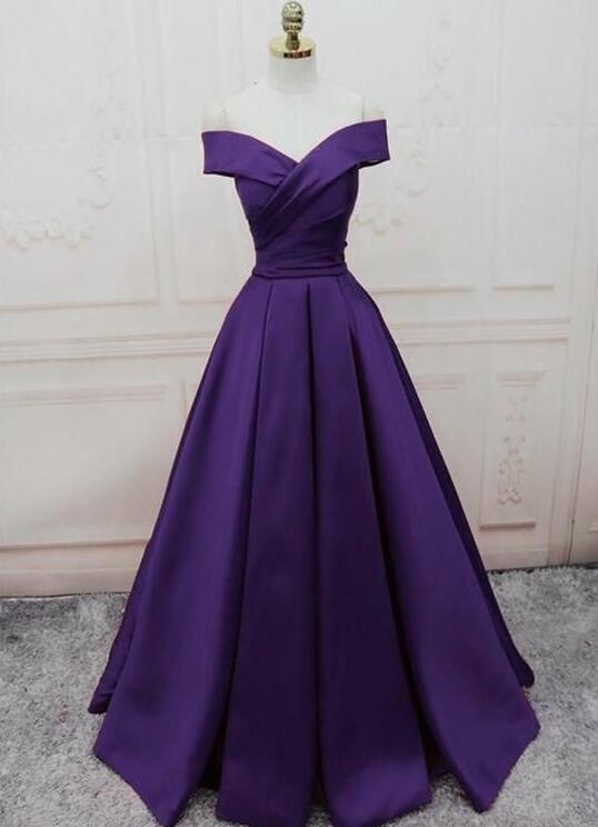 Charming Purple One Shoulder Sleeveless Satin Prom Dress Sheath Long With Flower