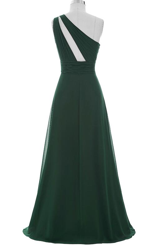 Green Detachable Train Prom Dress Long Sleeve One Shoulder Formal Dress With Sequins main image 0