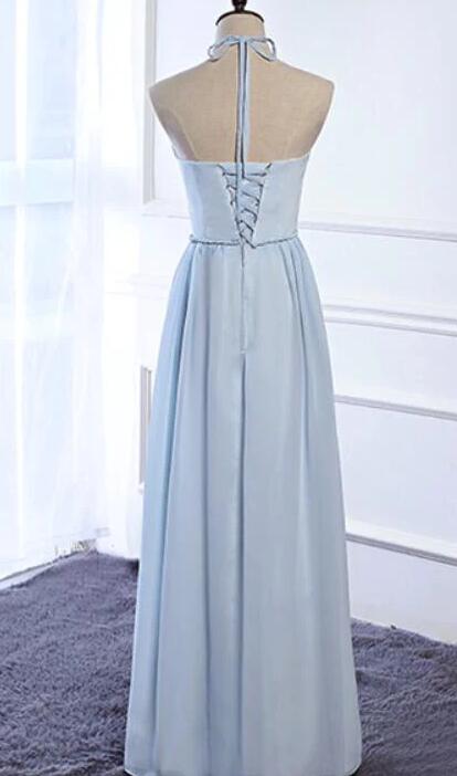 Halter A-line Wedding Party Dress Chiffon Bridesmaid Dress