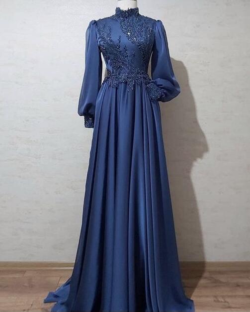 A-line Navy Blue Long Prom Dress on Luulla