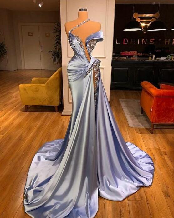Mermaid Modest Blue Beaded Evening Dresses on Luulla