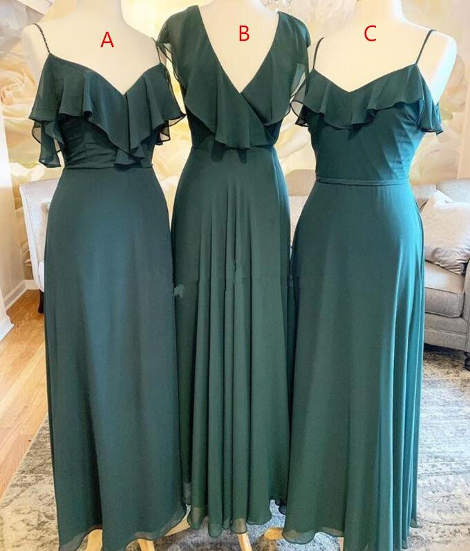 Elegant A Line Green Chiffon Bridesmaid Dresses on Luulla