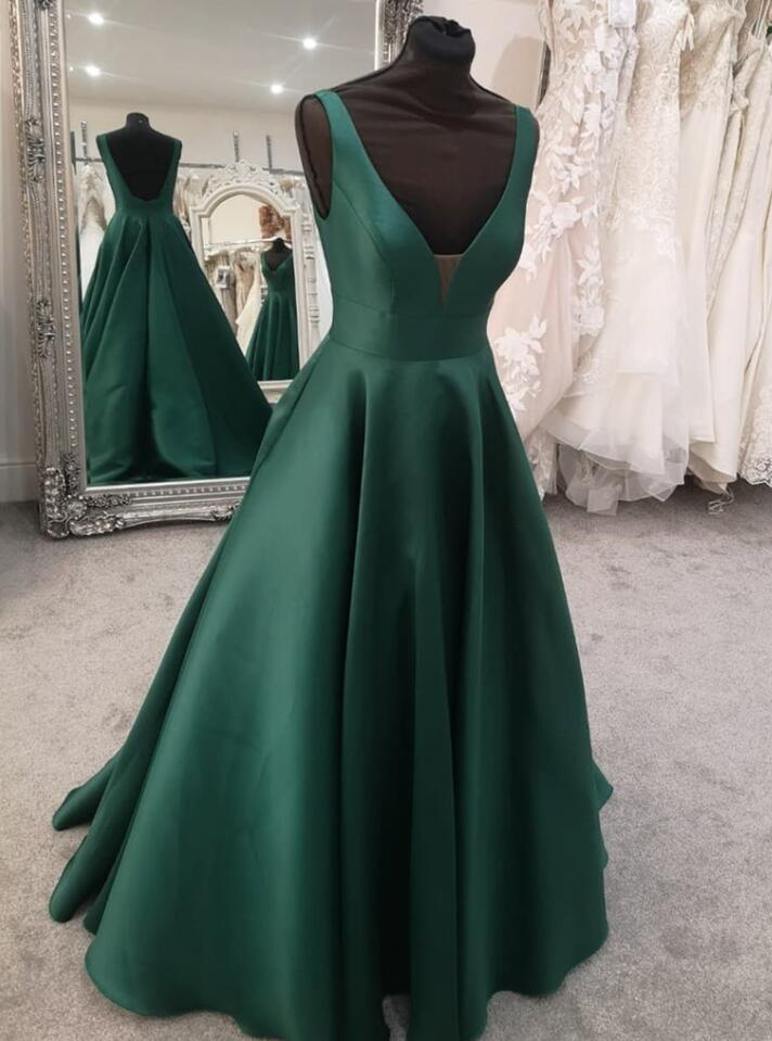 Weitese Dress Charming Sheath Green Satin Open Back Long Prom Dress Evening Dress Party Dress