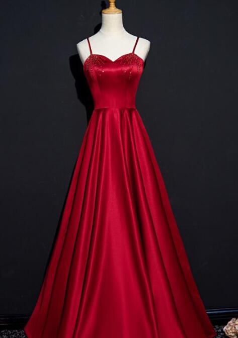 Beautiful Red Strapless Three-dimensional Rose Satin A-line Long Prom Dress P3768