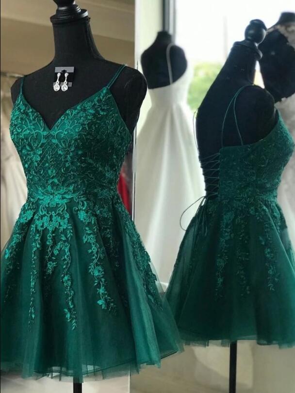 Sexy V Neck Emerald Green Short Prom Dresses On Luulla