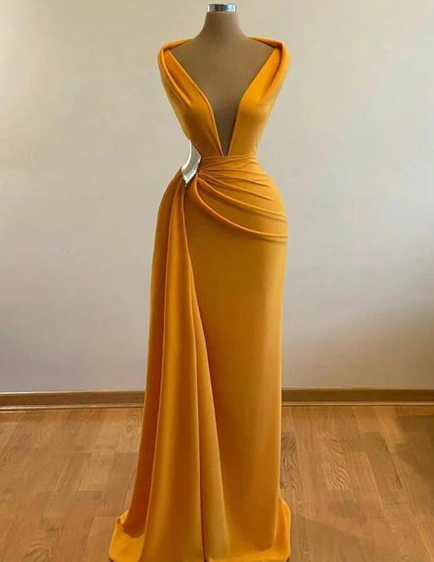 Mermaid Deep V Neck Sexy Satin Evening Dress on Luulla