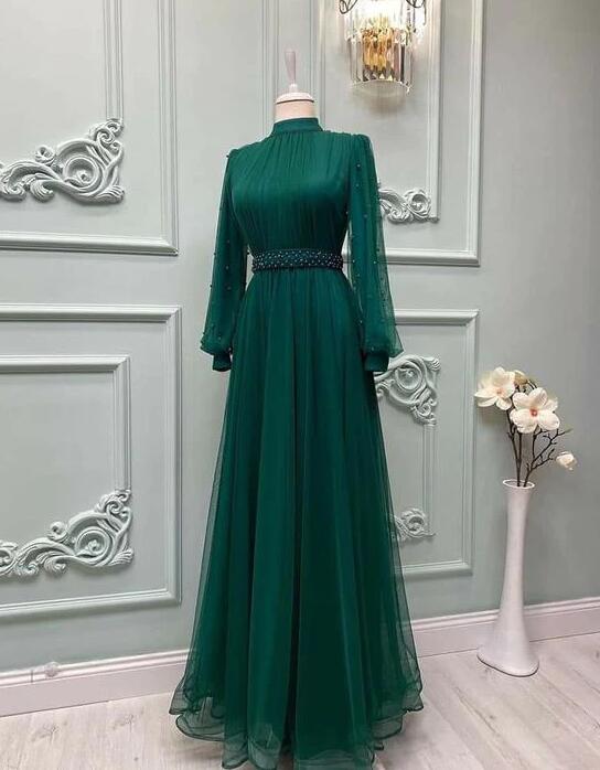 A Line Green Tulle Prom Dresses on Luulla