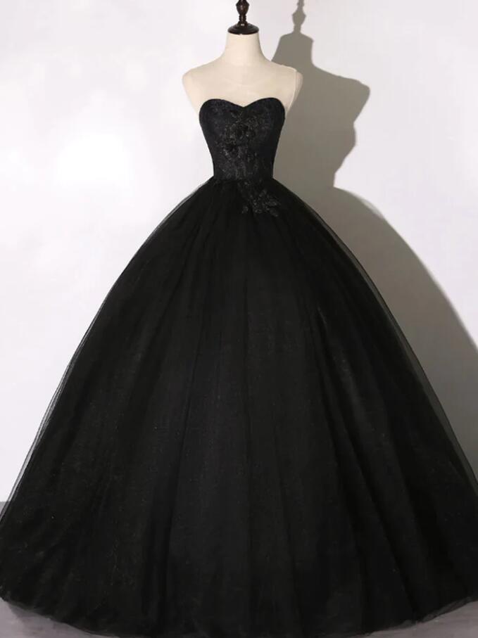 Ball Gown Black Long Prom Dresses With Lace on Luulla