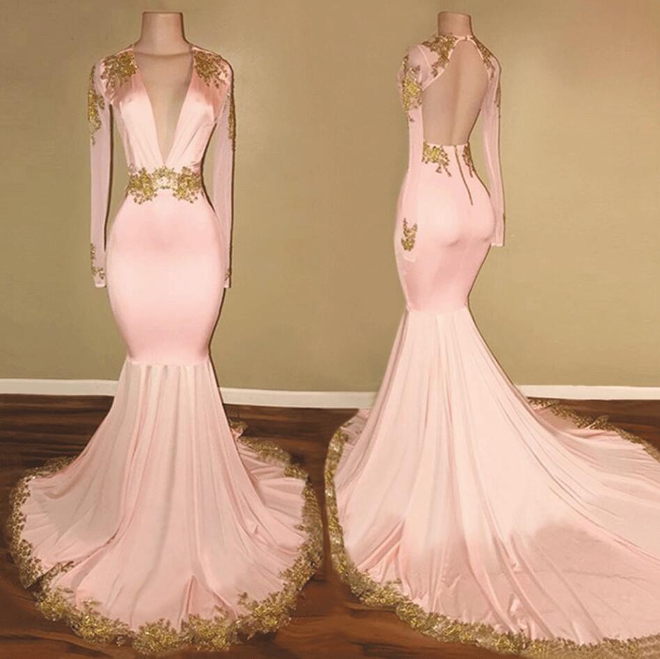 Pink One Shoulder Side Slit Lace Applique Long Mermaid Prom Dresses