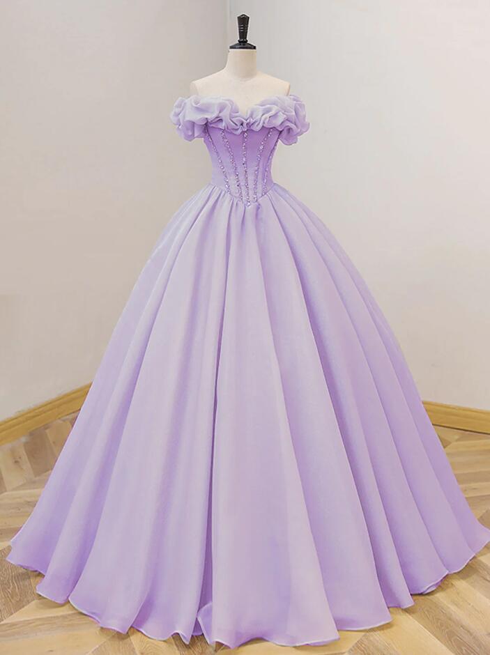 Off Shoulder Long Purple A-line Prom Dresses, Sweet 16 Dress on Luulla