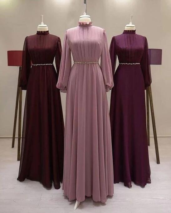 A Line Chiffon Lace Side Slit Long Prom Dresses, MD1112 main image 1