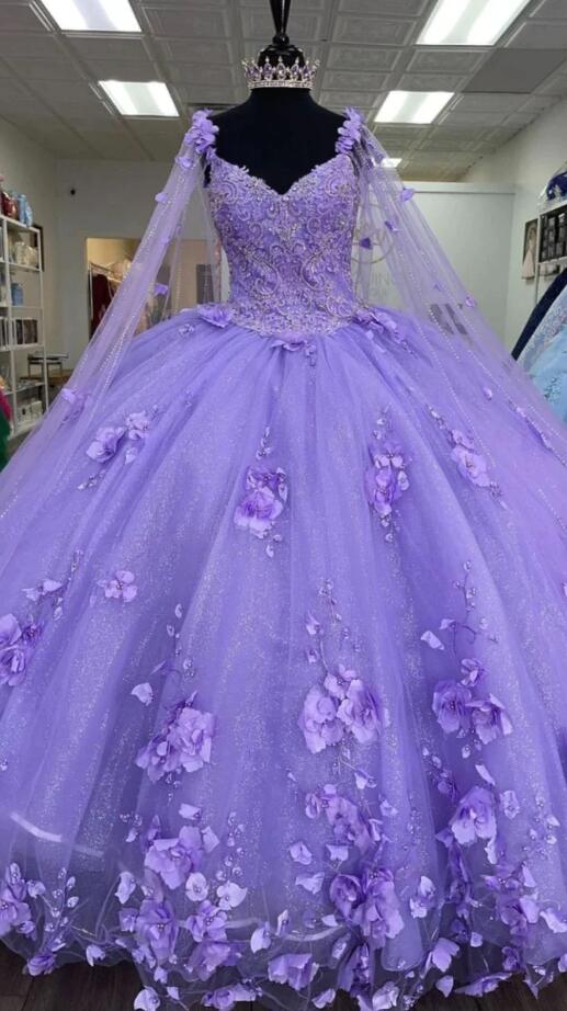 Quinceanera Dresses Ball Gown Lace Ball Gown Sweet 16 Dress With Flowers Y2062
