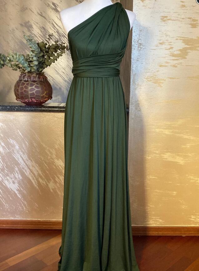 Vintage Olive Green Prom Dress A-Line Short-sleeve Evening Dress Long Formal Dress DP6710