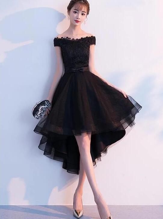 A Line High Neck High Low White Lace Prom Dress LBQ0299