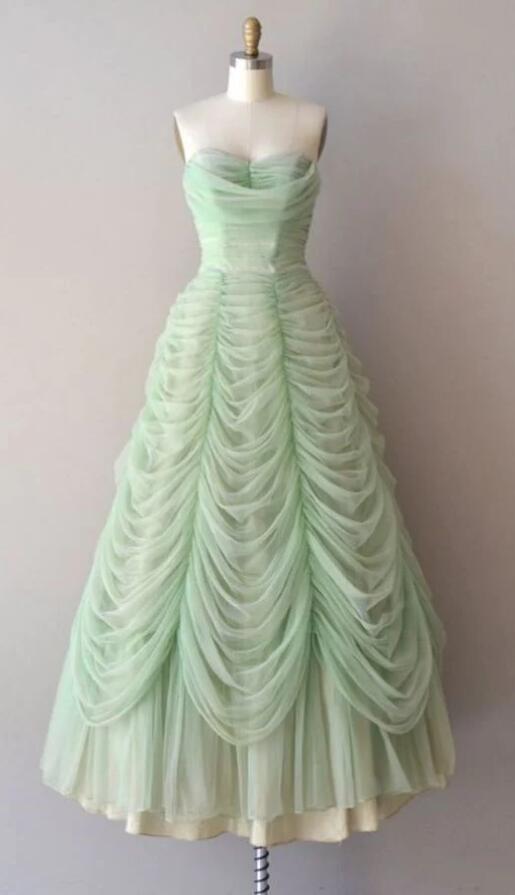 Mint Green Strapless A-Line Ball Gown Prom Dress with Voluminous Skirt, PD4186 main image 1