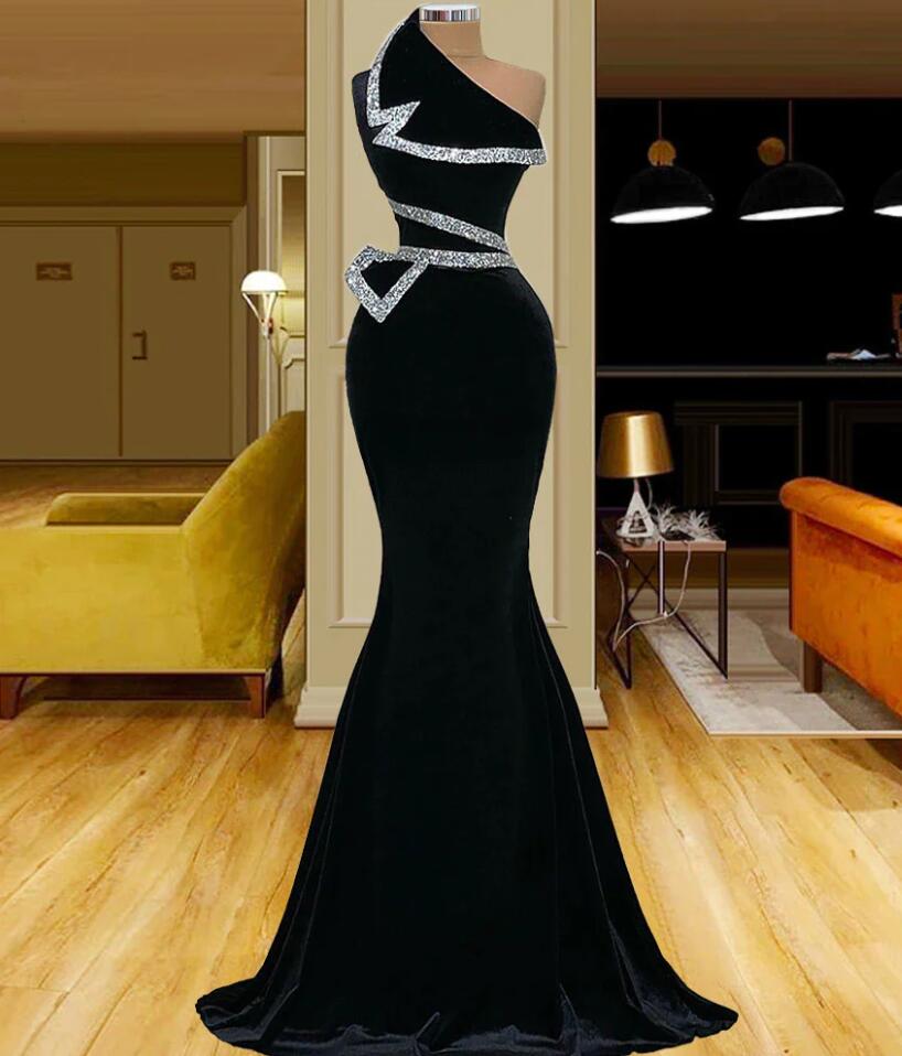 Glamorous Mermaid One-Shoulder Twisted-Bodice Maxi Evening Dress
