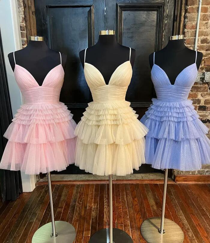 Cute Satin Short Prom Dresses, A-Line Homecoming Dresses