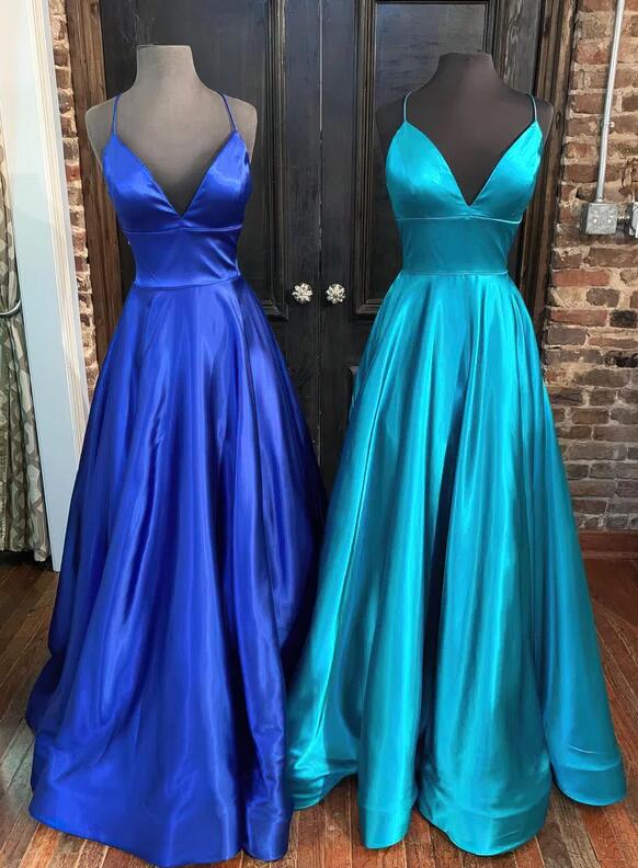 Satin Sweep-Train Long Prom Dress Elegant Formal Evening Gown