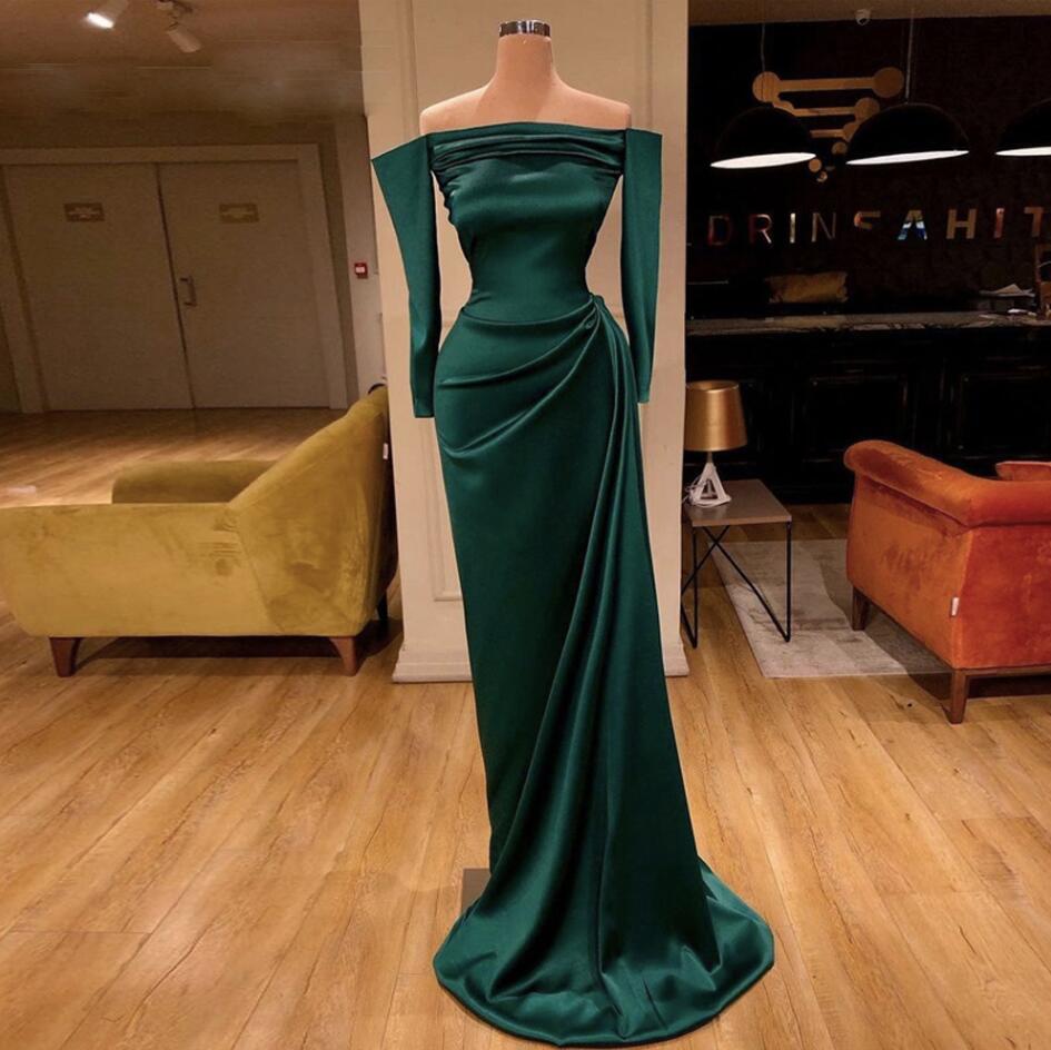 Simple Long Sleeve Green Evening Dresses on Luulla