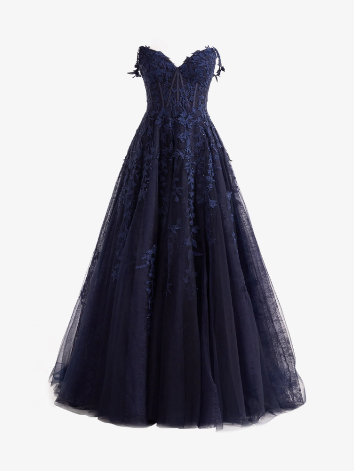 Luxurious A Line Sweetheart Navy Blue Long Prom/Evening Dress with Beading    cg17546